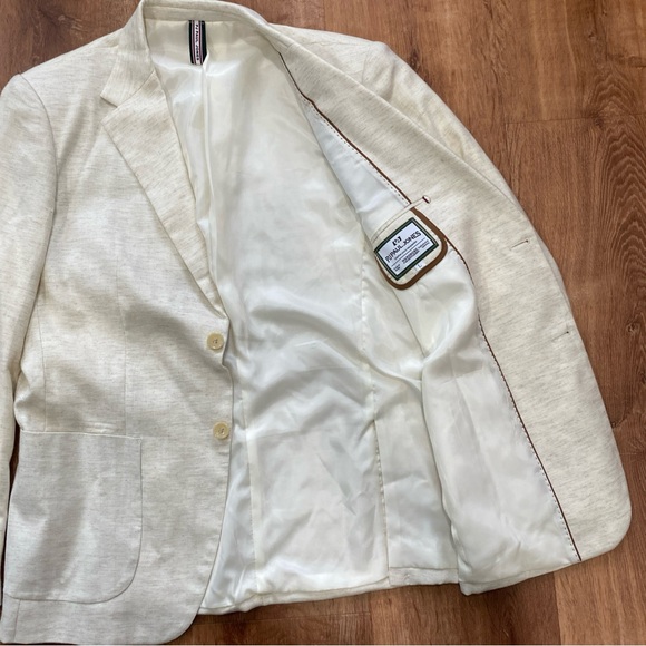 PJ Paul Jones Mens Linen Blend Blazer Sport Coat Jacket Cream Size Large - Picture 2 of 15